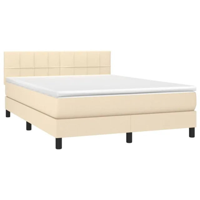 Sommier à lattes de lit avec matelas LED Crème 140x200 cm Tissu
