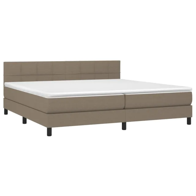 Sommier à lattes de lit et matelas et LED Taupe 200x200cm Tissu