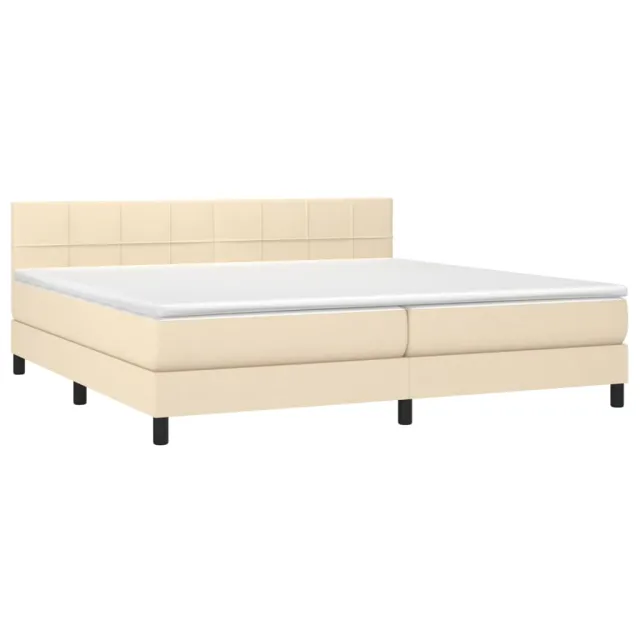 Sommier à lattes de lit et matelas et LED Crème 200x200cm Tissu