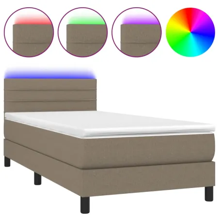 Sommier à lattes de lit avec matelas LED Taupe 80x200 cm Tissu