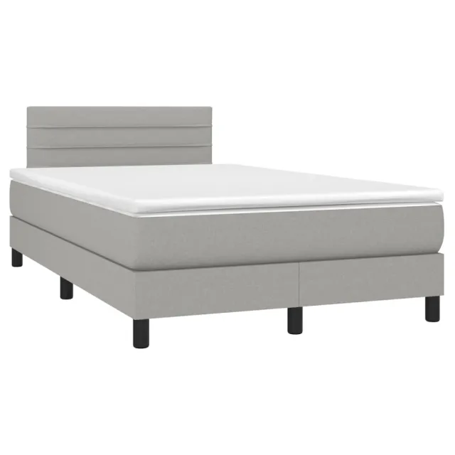Sommier à lattes de lit matelas LED Gris clair 120x200 cm Tissu