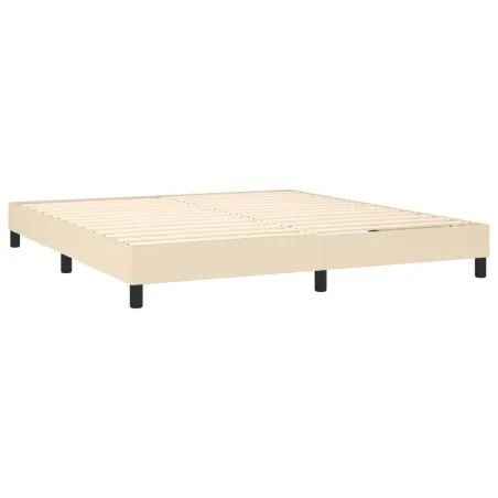 Sommier à lattes de lit avec matelas LED Crème 160x200 cm Tissu