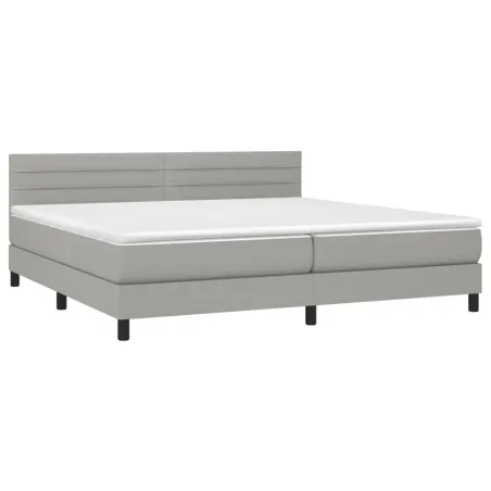 Sommier à lattes de lit matelas LED Gris clair 200x200 cm Tissu
