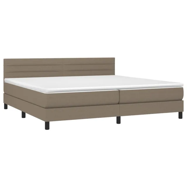 Sommier à lattes de lit et matelas et LED Taupe 200x200cm Tissu