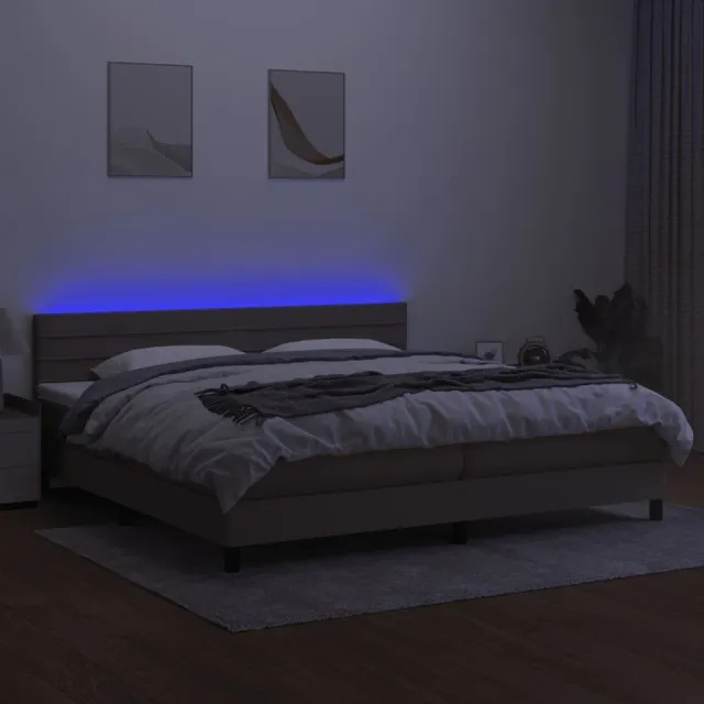 Sommier à lattes de lit et matelas et LED Taupe 200x200cm Tissu
