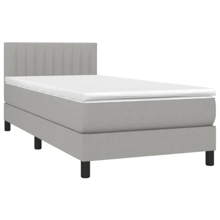 Sommier à lattes de lit avec matelas LED Gris clair 100x200 cm