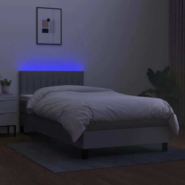 Sommier à lattes de lit avec matelas LED Gris clair 100x200 cm