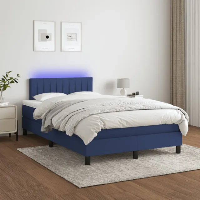 Sommier à lattes de lit avec matelas LED Bleu 120x200 cm Tissu