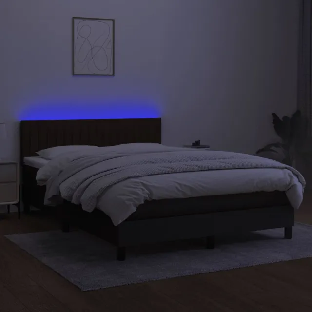 Sommier à lattes de lit avec matelas LED Noir 140x200 cm Tissu