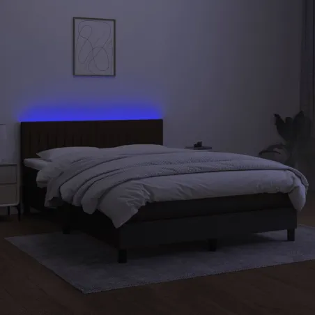Sommier à lattes de lit avec matelas LED Noir 140x200 cm Tissu