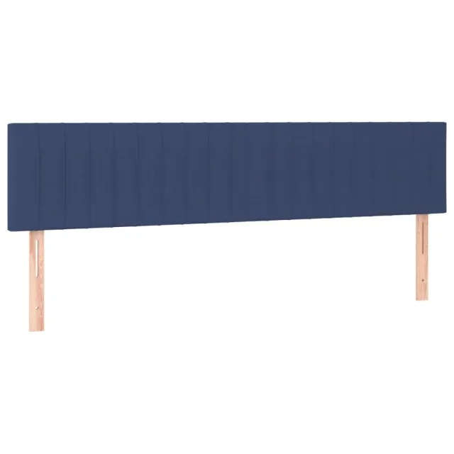 Sommier à lattes de lit et matelas et LED Bleu 200x200 cm Tissu