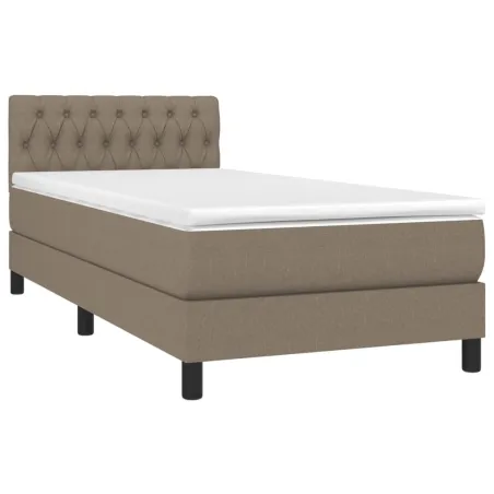 Sommier à lattes de lit avec matelas LED Taupe 90x190 cm Tissu