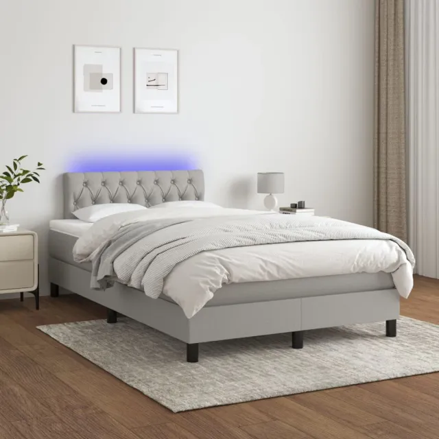 Sommier à lattes de lit matelas LED Gris clair 120x200 cm Tissu