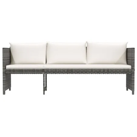 Salon de jardin 6 pcs avec coussins résine tressée gris