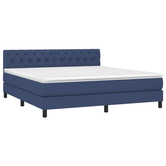 Sommier à lattes de lit avec matelas LED Bleu 160x200 cm Tissu
