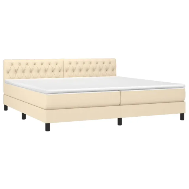 Sommier à lattes de lit et matelas et LED Crème 200x200cm Tissu