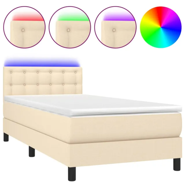 Sommier à lattes de lit avec matelas LED Crème 80x200 cm Tissu
