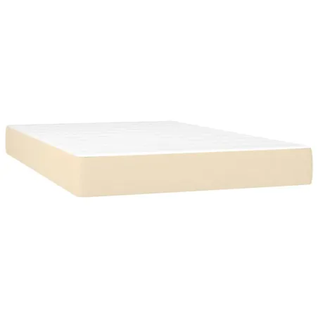 Sommier à lattes de lit avec matelas LED Crème 120x200 cm Tissu