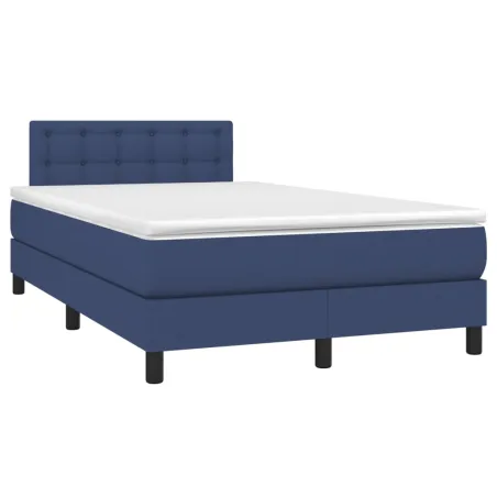 Sommier à lattes de lit avec matelas LED Bleu 120x200 cm Tissu