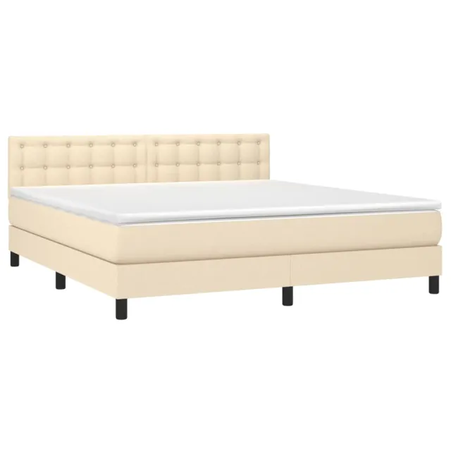 Sommier à lattes de lit avec matelas LED Crème 180x200 cm Tissu