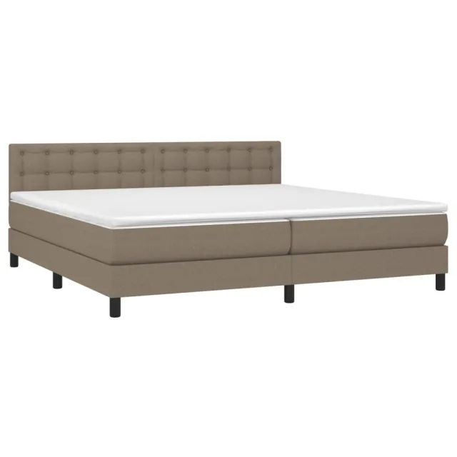 Sommier à lattes de lit et matelas et LED Taupe 200x200cm Tissu