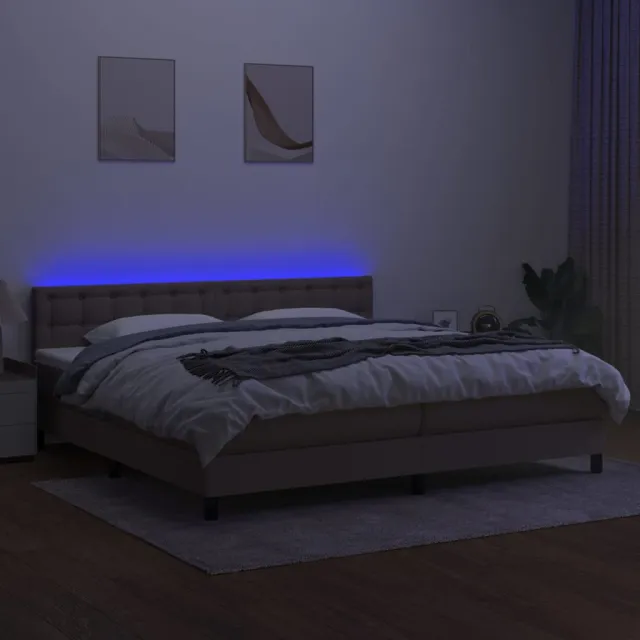 Sommier à lattes de lit et matelas et LED Taupe 200x200cm Tissu