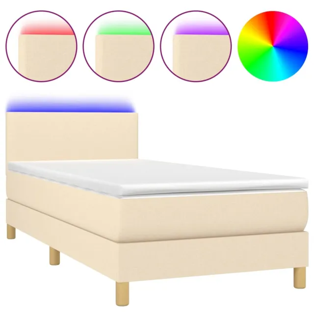 Sommier à lattes de lit avec matelas LED Crème 80x200 cm Tissu
