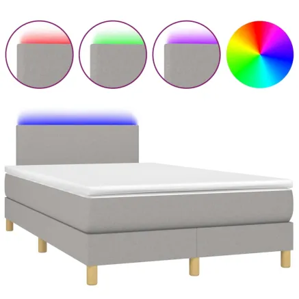 Sommier à lattes de lit matelas LED Gris clair 120x200 cm Tissu 2