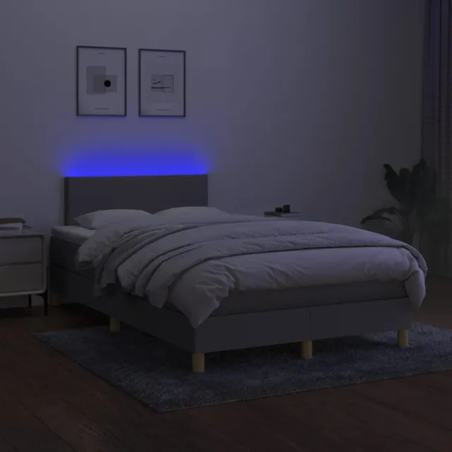 Sommier à lattes de lit matelas LED Gris clair 120x200 cm Tissu