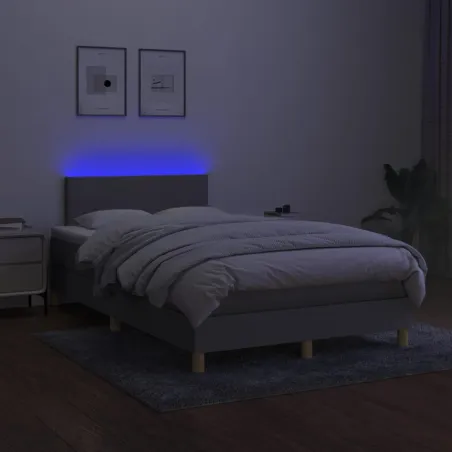 Sommier à lattes de lit matelas LED Gris clair 120x200 cm Tissu