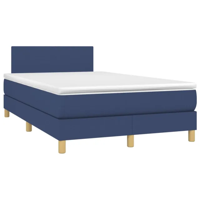 Sommier à lattes de lit avec matelas LED Bleu 120x200 cm Tissu