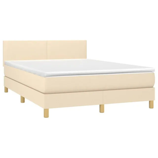 Sommier à lattes de lit avec matelas LED Crème 140x200 cm Tissu