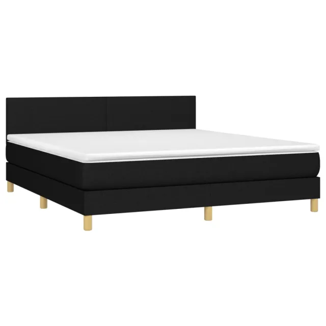 Sommier à lattes de lit avec matelas LED Noir 160x200 cm Tissu