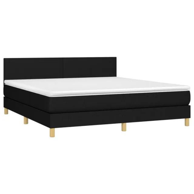 Sommier à lattes de lit avec matelas LED Noir 180x200 cm Tissu