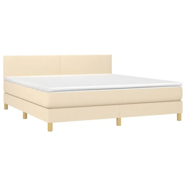 Sommier à lattes de lit avec matelas LED Crème 180x200 cm Tissu