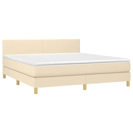 Sommier à lattes de lit avec matelas LED Crème 180x200 cm Tissu