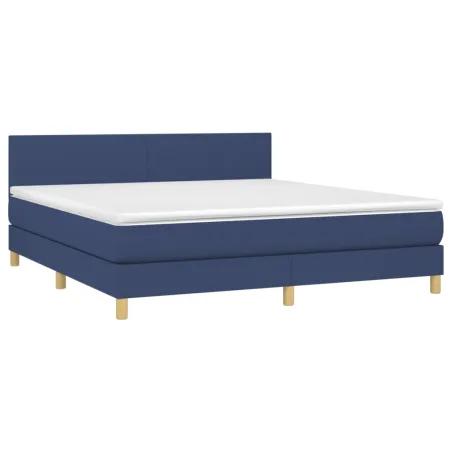 Sommier à lattes de lit avec matelas LED Bleu 180x200 cm Tissu