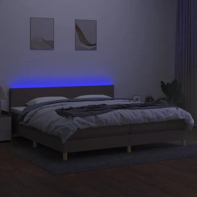 Sommier à lattes de lit et matelas et LED Taupe 200x200cm Tissu