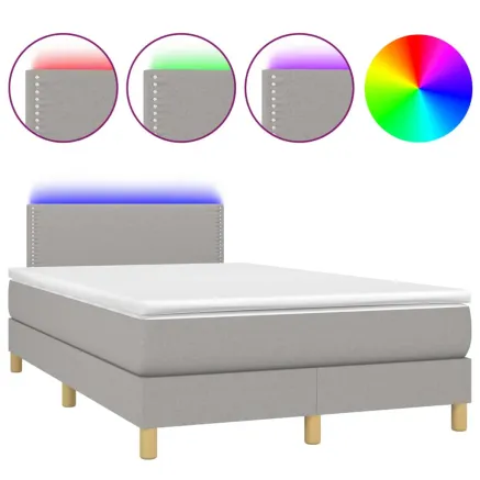 Sommier à lattes de lit matelas LED Gris clair 120x200 cm Tissu 2
