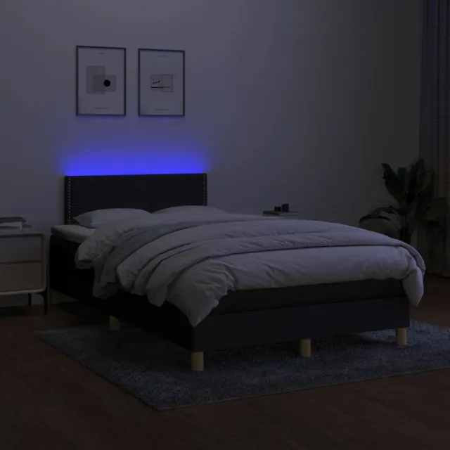 Sommier à lattes de lit avec matelas LED Noir 120x200 cm Tissu