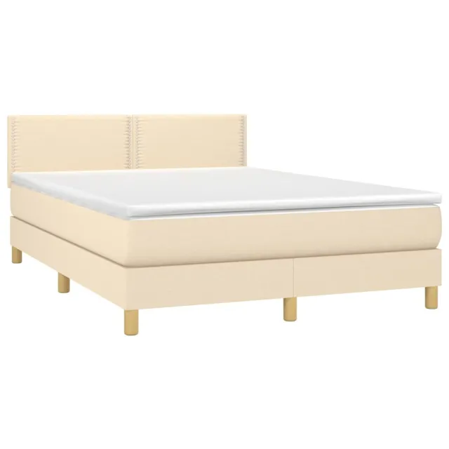 Sommier à lattes de lit avec matelas LED Crème 140x200 cm Tissu