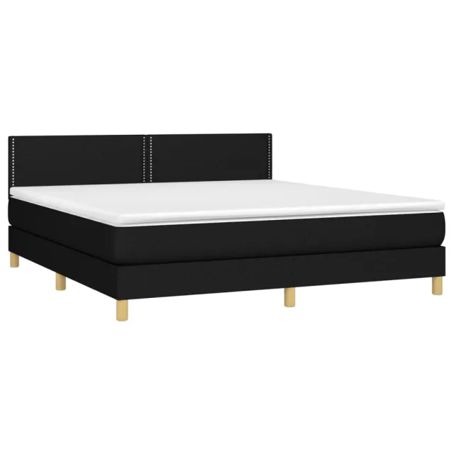 Sommier à lattes de lit avec matelas LED Noir 160x200 cm Tissu