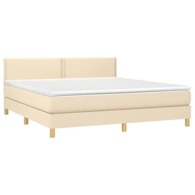 Sommier à lattes de lit avec matelas LED Crème 180x200 cm Tissu