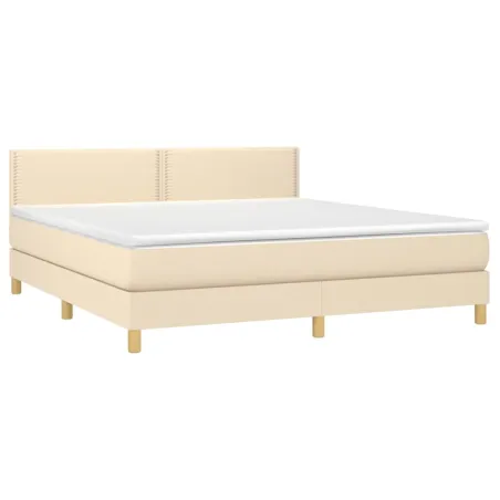 Sommier à lattes de lit avec matelas LED Crème 180x200 cm Tissu