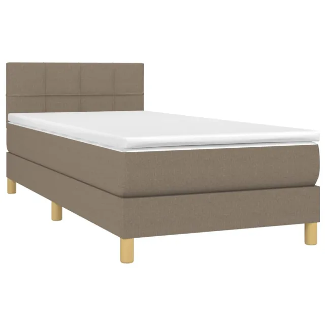 Sommier à lattes de lit avec matelas LED Taupe 90x200 cm Tissu