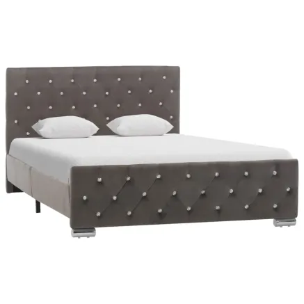 Cadre de lit sans matelas gris tissu 120x200 cm