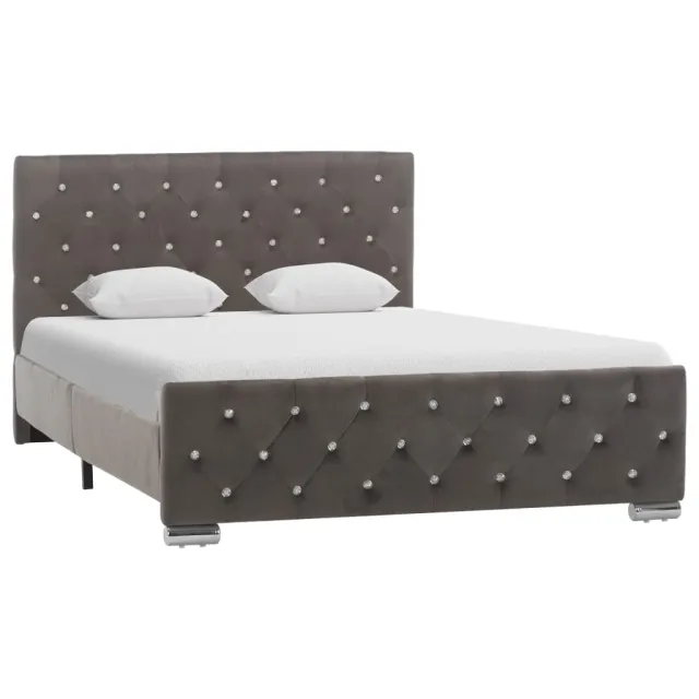 Cadre de lit sans matelas gris tissu 120x200 cm