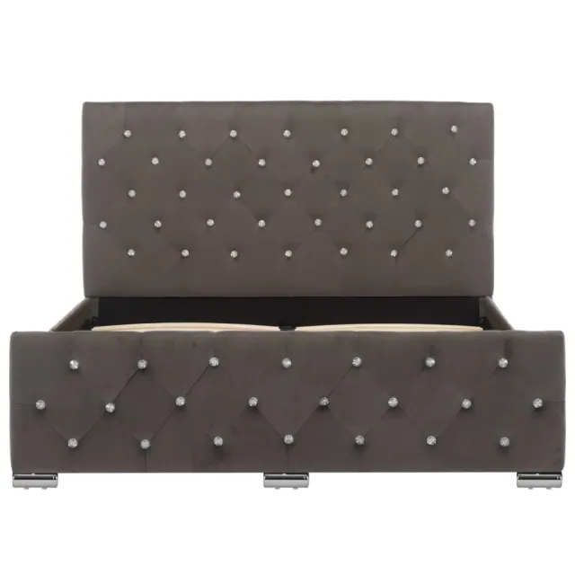 Cadre de lit sans matelas gris tissu 120x200 cm