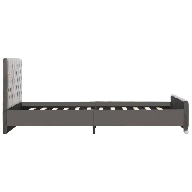 Cadre de lit sans matelas gris tissu 120x200 cm