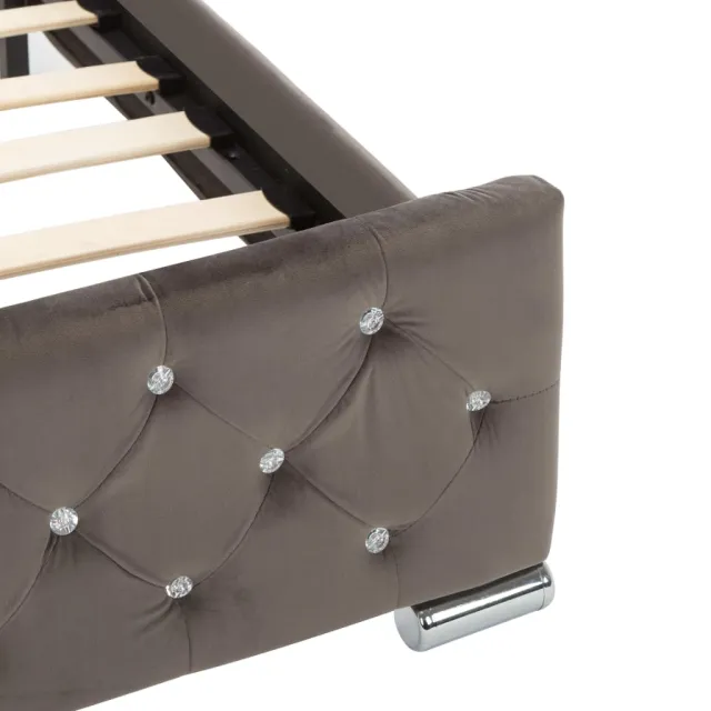 Cadre de lit sans matelas gris tissu 120x200 cm